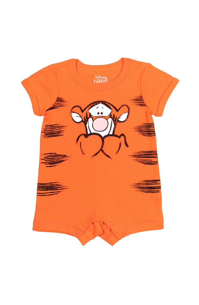 Disney Winnie the Pooh 2-Piece Romper and Bucket Hat Set, Alternate, color, Tigger Coral Orange