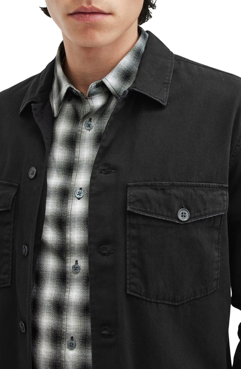 AllSaints Spotter Cotton Denim Button-Up Shirt Jacket, Alternate, color, Black