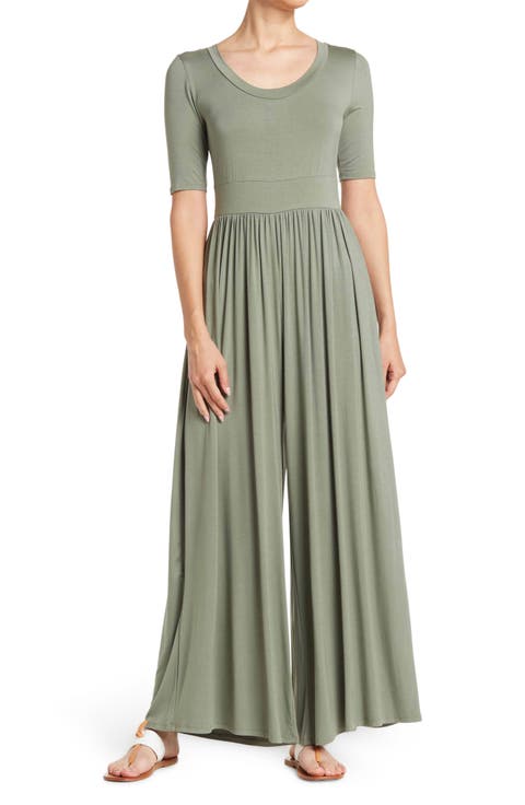 Elbow Sleeve Wide Leg Jumpsuit