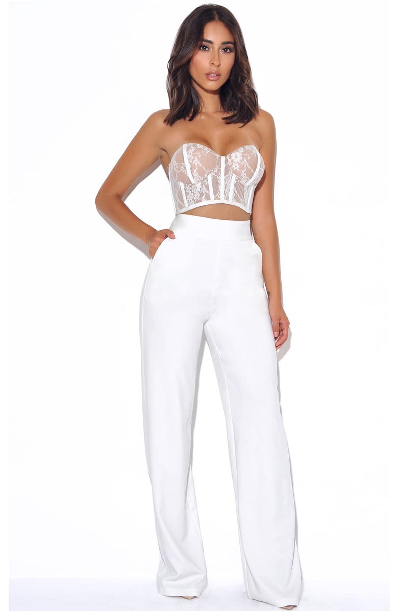 Miss Circle Neverough Wide Leg Stretch Crepe Trousers, Alternate, color, White