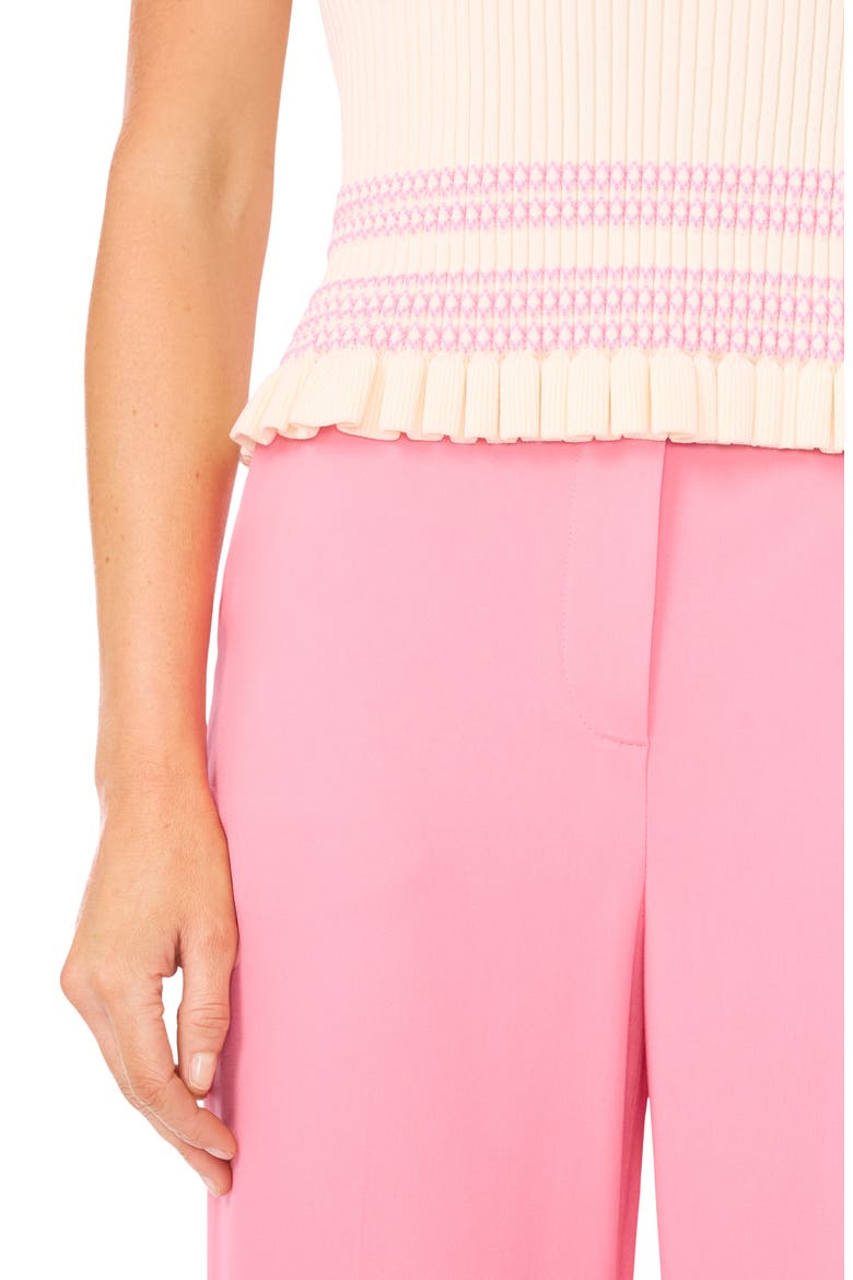 Elisa Rib Ruffle Trim Sweater, Alternate, color, VANILLA ICE