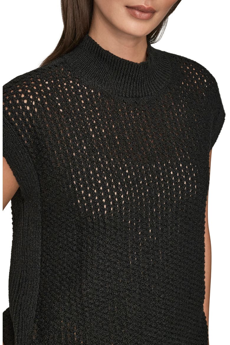 Open Stitch Cap Sleeve Sweater, Alternate, color, BLACK