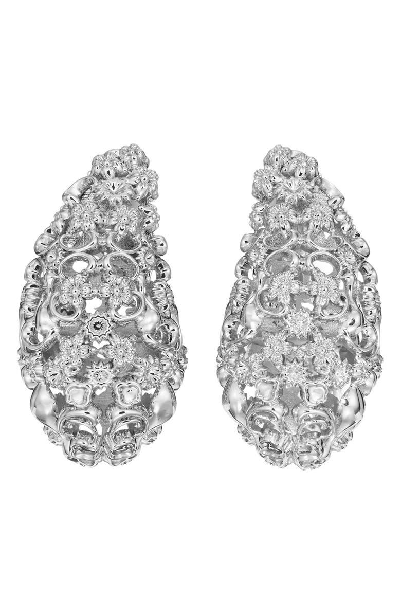 Tory Burch Filigree Wave Earrings, Alternate, color, Tory Silver