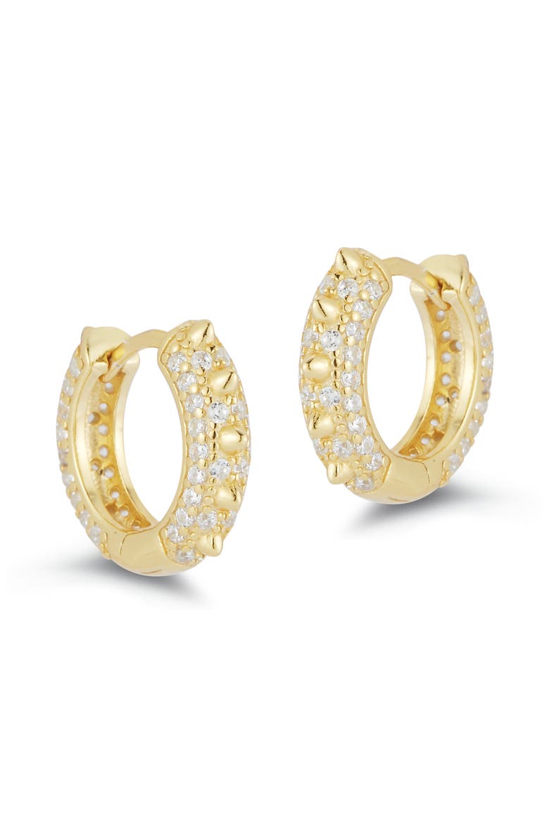 Cubic Zirconia Spike Huggie Hoop Earrings, Main, color, GOLD