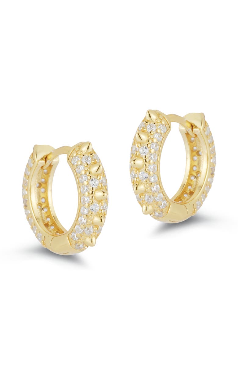 GLAZE JEWELRY Cubic Zirconia Spike Huggie Hoop Earrings, Main, color, Gold