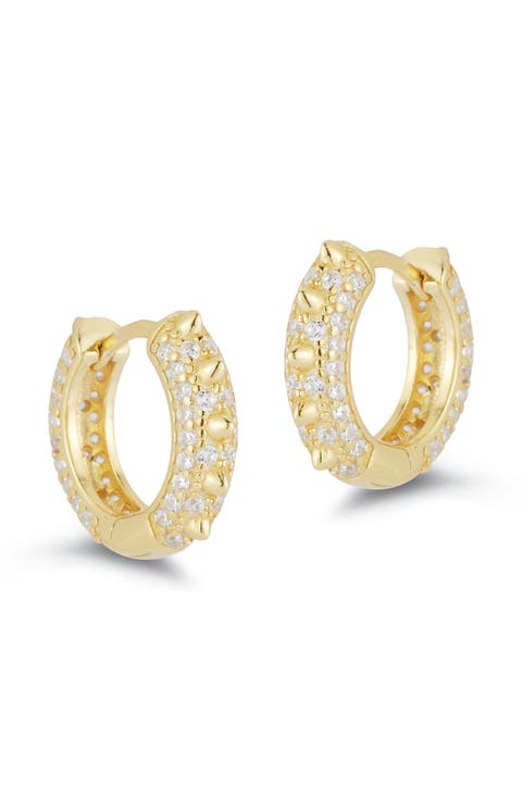 Cubic Zirconia Spike Huggie Hoop Earrings