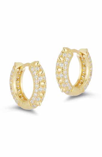 Cubic Zirconia Spike Huggie Hoop Earrings