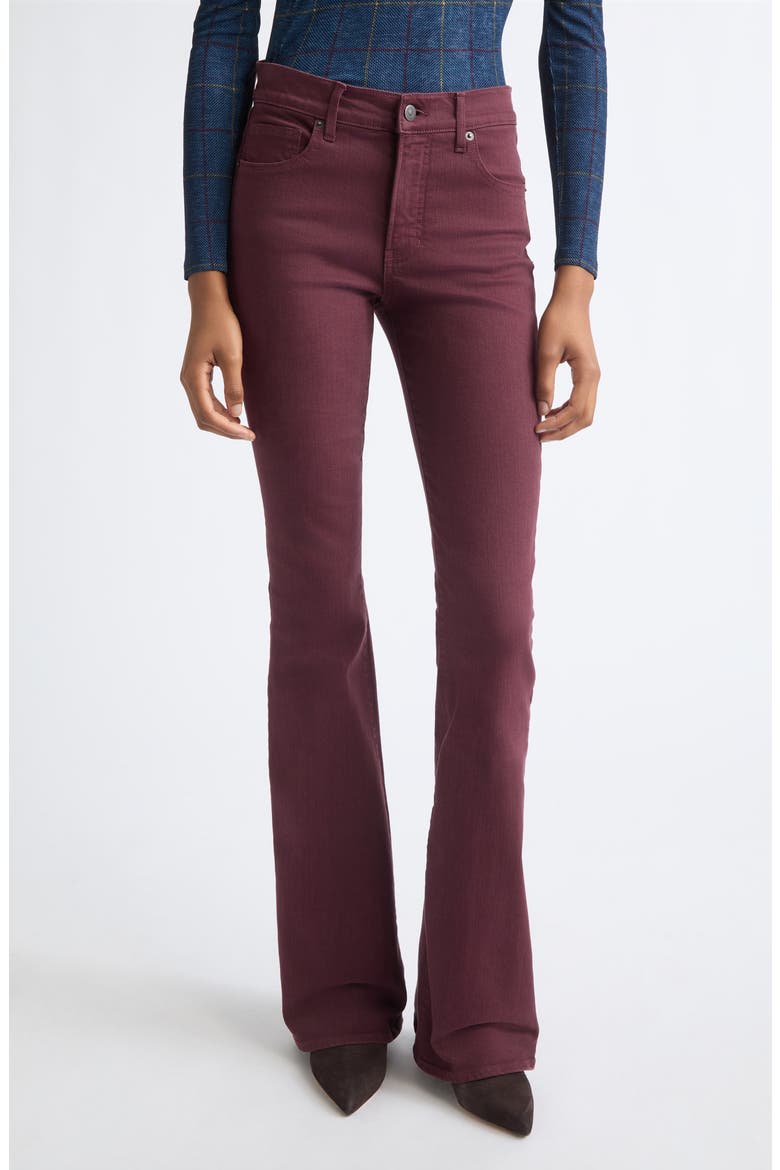 Beverly Mid Rise Skinny Flare Jeans, Main, color, BURGUNDY
