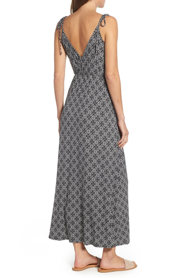 Faux Wrap Maxi Dress, Alternate, color, BLACK/ WHITE