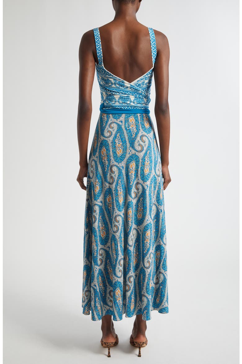 Paisley Stretch Jersey Wrap Sundress, Alternate, color, PRINT ON WHITE BASE