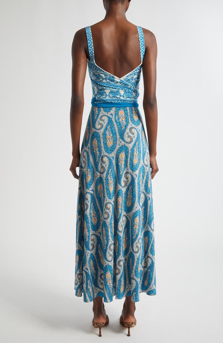 Etro Paisley Stretch Jersey Wrap Sundress, Alternate, color, Print On White Base