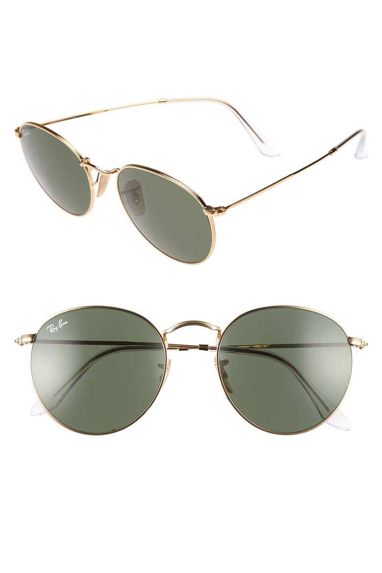 Icons 53mm Retro Sunglasses, Main, color, GOLD/ GREEN
