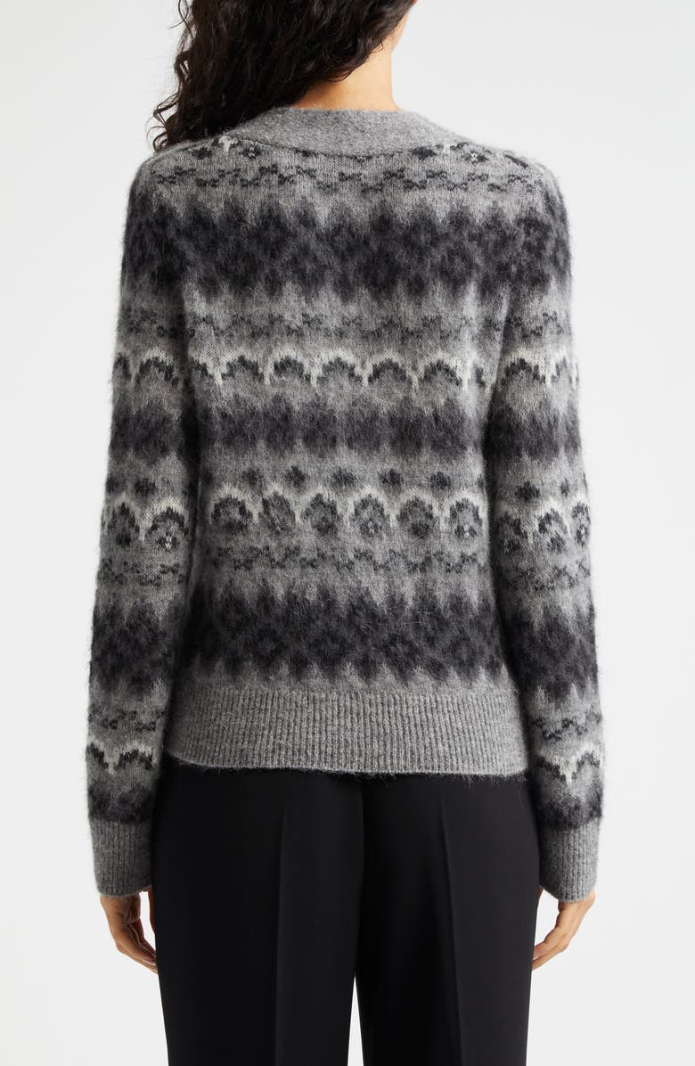 Vince Fair Isle Alpaca Blend V-Neck Cardigan, Alternate, color, Grey Combo