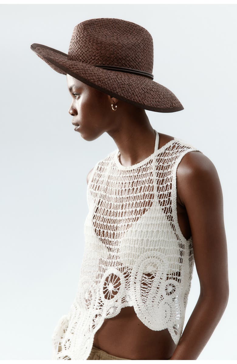 H&M Handmade Straw Hat, Alternate, color, Dark Brown