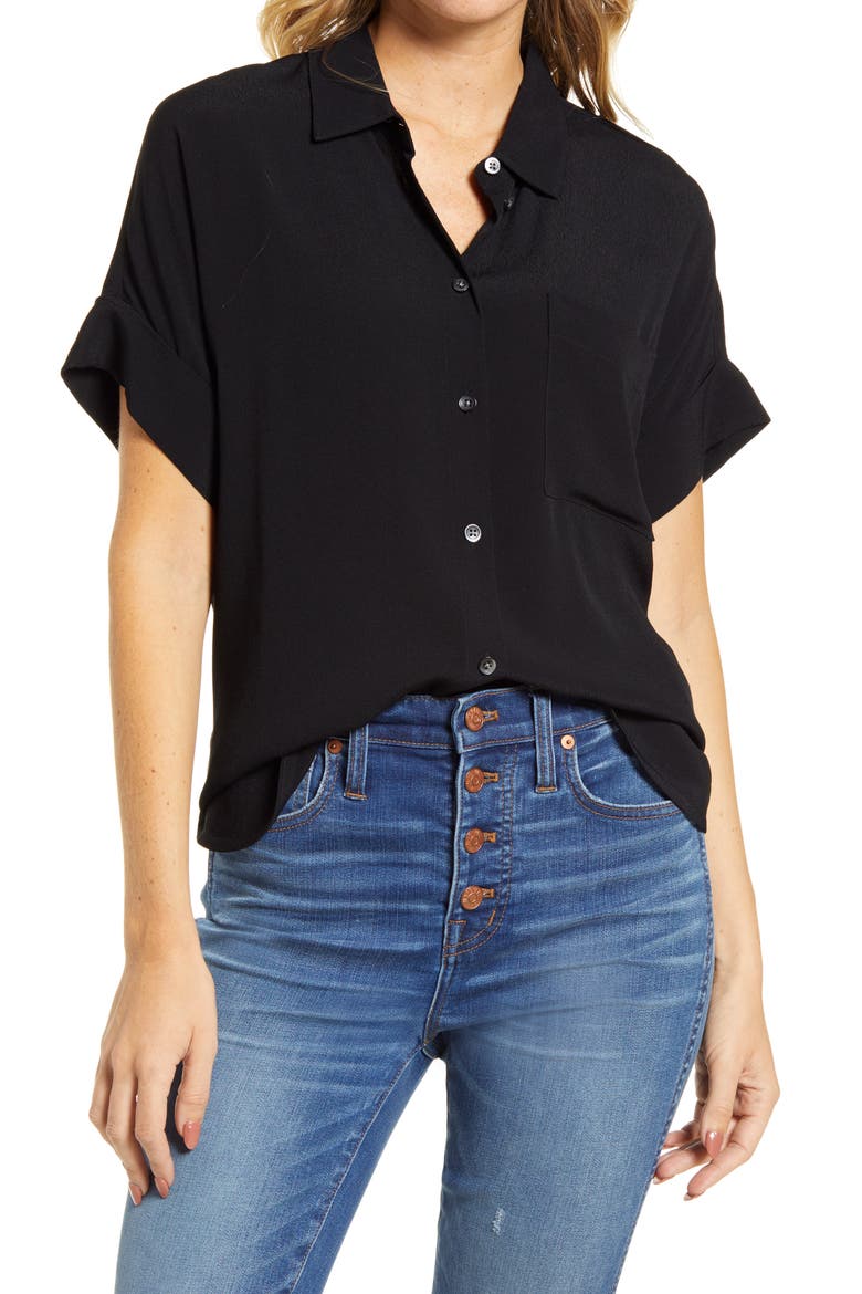 Women's Daily Drapey Shirt, Main, color, TRUE BLACK