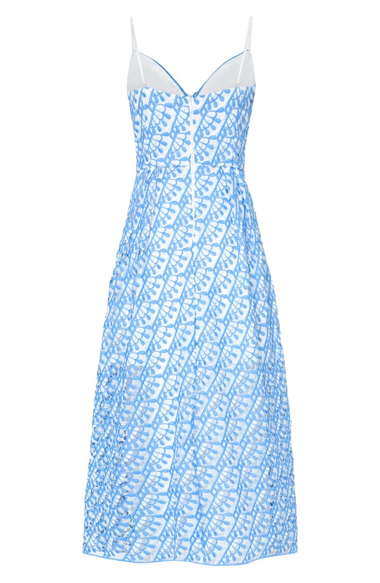 Milly Hazel Embroidered Midi Dress, Alternate, color, Blue
