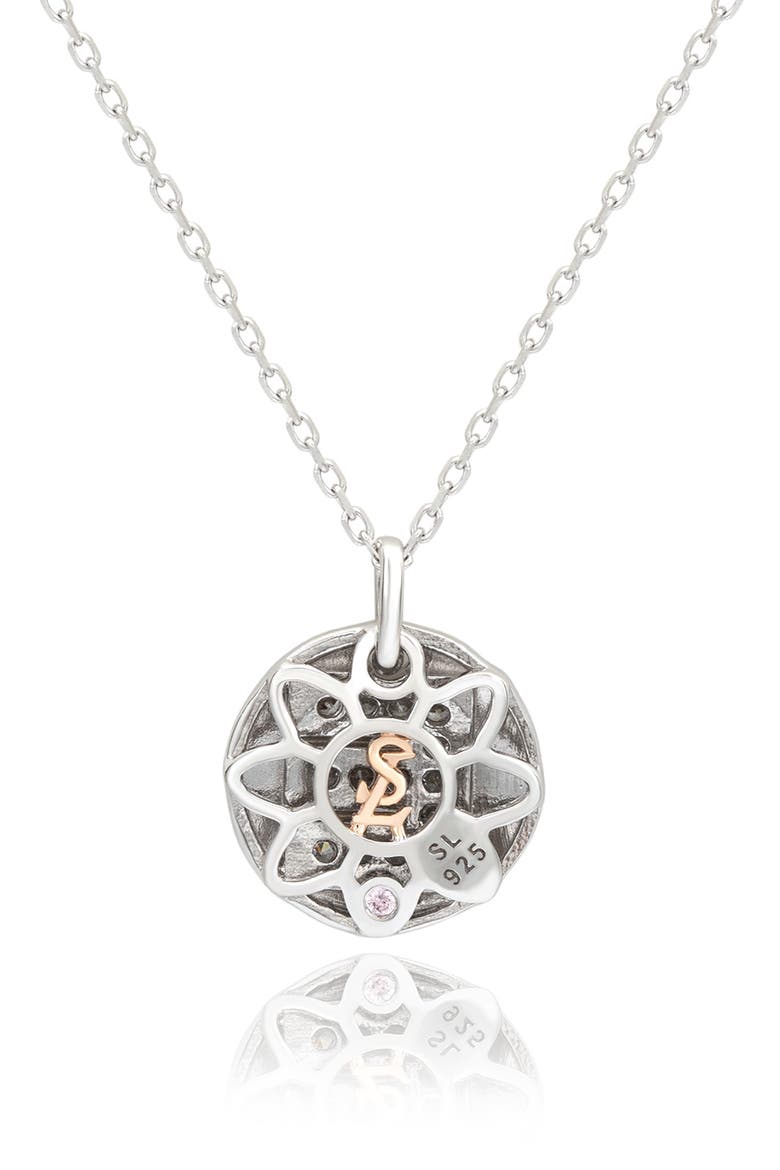 Cubic Zirconia Initial Disc Pendant Necklace, Alternate, color, WHITE - E