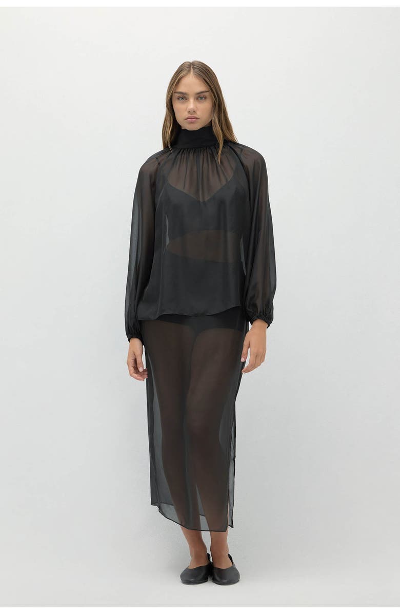 NAKED CASHMERE Amara Silk Organza Blouse, Main, color, Black