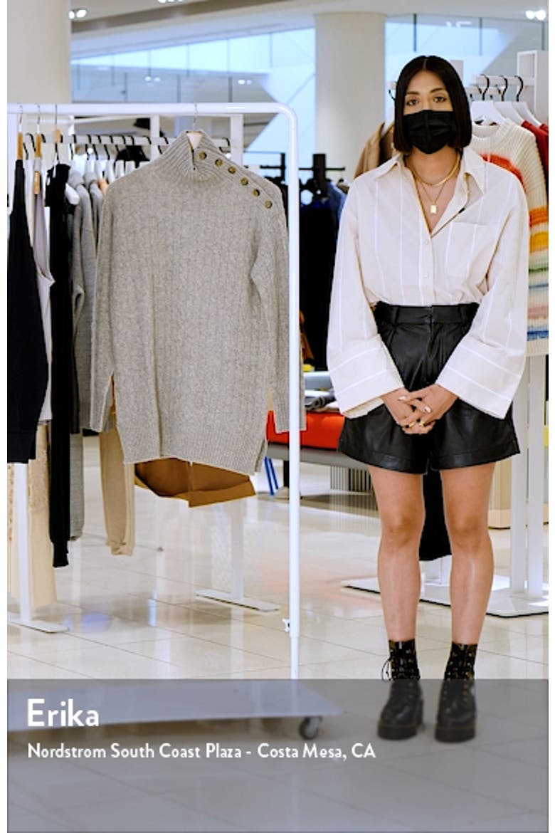Cable Shoulder Button Convertible Turtleneck Sweater video