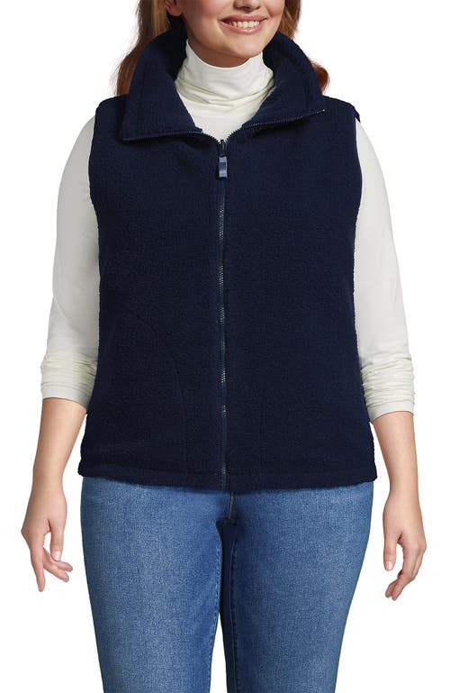 Lands' End Plus Size High Pile Fleece Reversible Mixed Media Vest In Animal Print