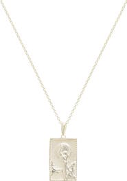 Freya Rose Rectangle Silver Woman & Moon Necklace