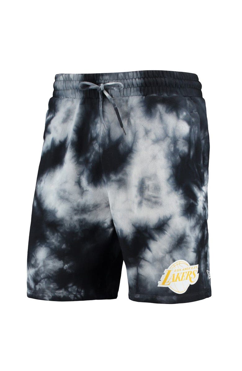 New Era Men's New Era Black Los Angeles Lakers Fleece Tie-Dye Shorts, Alternate, color, Black