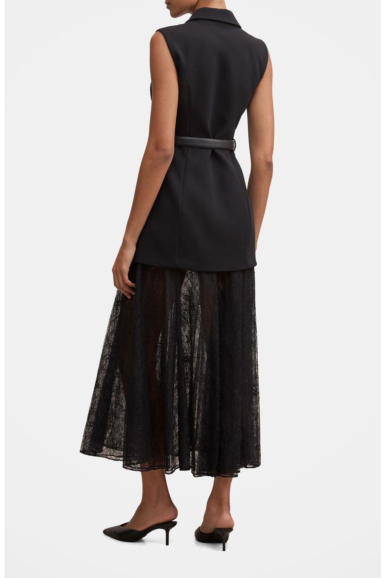 Shanae Belted Lace Maxi Dress, Alternate, color, BLACK
