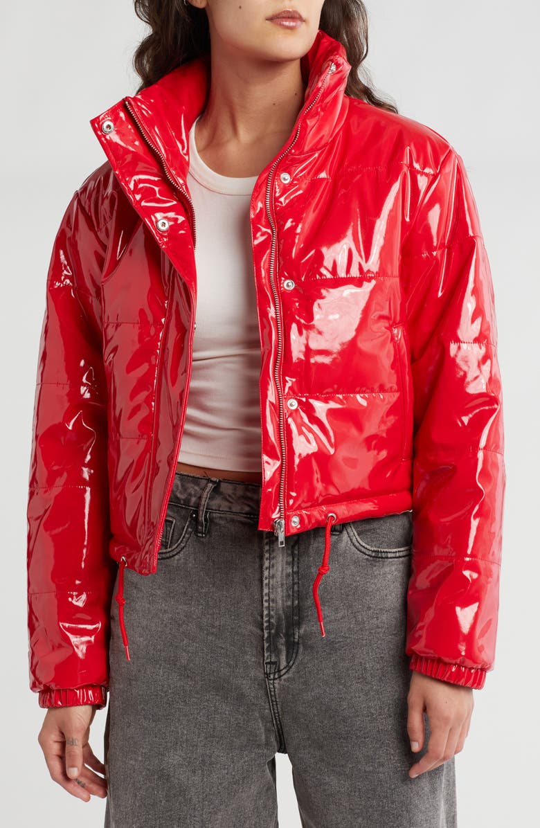 Vigoss Shiny Quilted Jacket, Main, color, Candy Apple