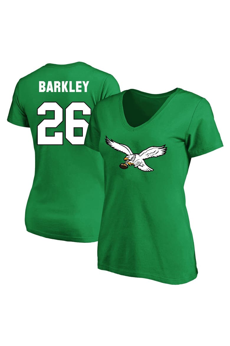 Women's Saquon Barkley Kelly Green Philadelphia Eagles Plus Size Fair Catch Name & Number Scoop Neck T-Shirt, Alternate, color, Kelly Green