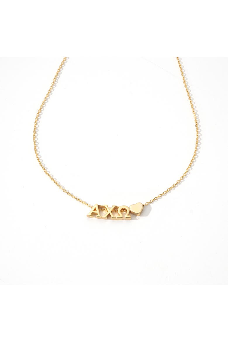 Alpha Chi Omega Sorority Gold Heart Necklace, Alternate, color, Yellow Gold