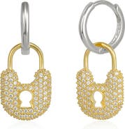 Spero London Silver Hoop Padlock Sterling Silver Earrings