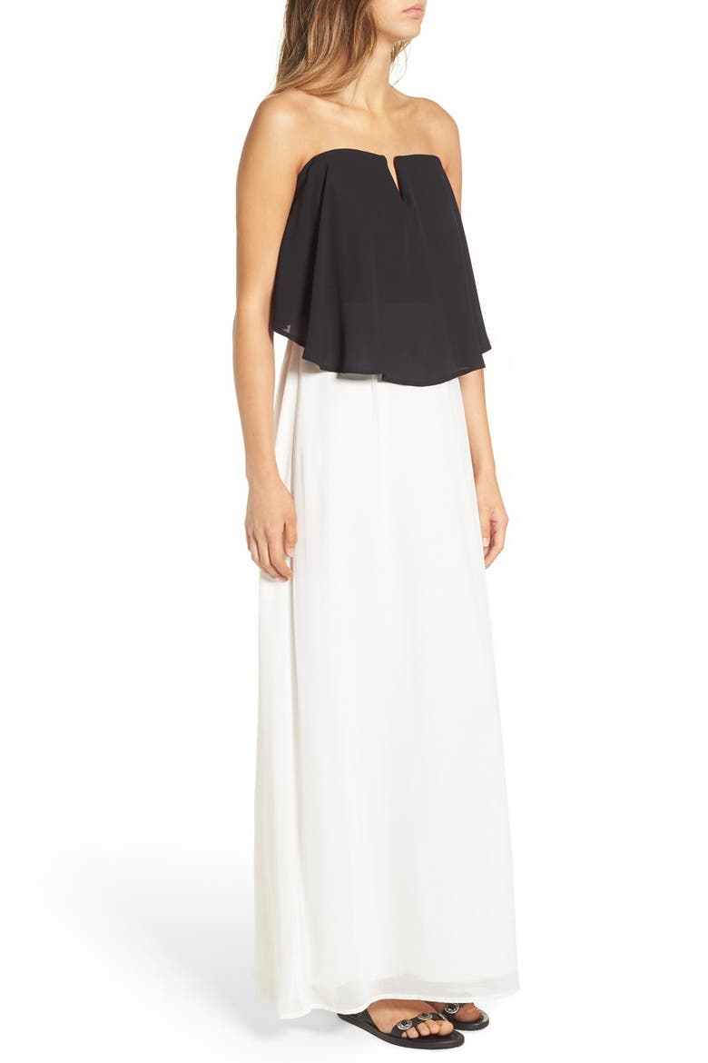 Strapless Popover Maxi Dress, Alternate, color, EGGSHELL/ BLACK