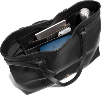 【Cole Haan】Women's Essential Soft Leather Tote Bag Catherine Woven Tote Bag in Black | Cole Haan