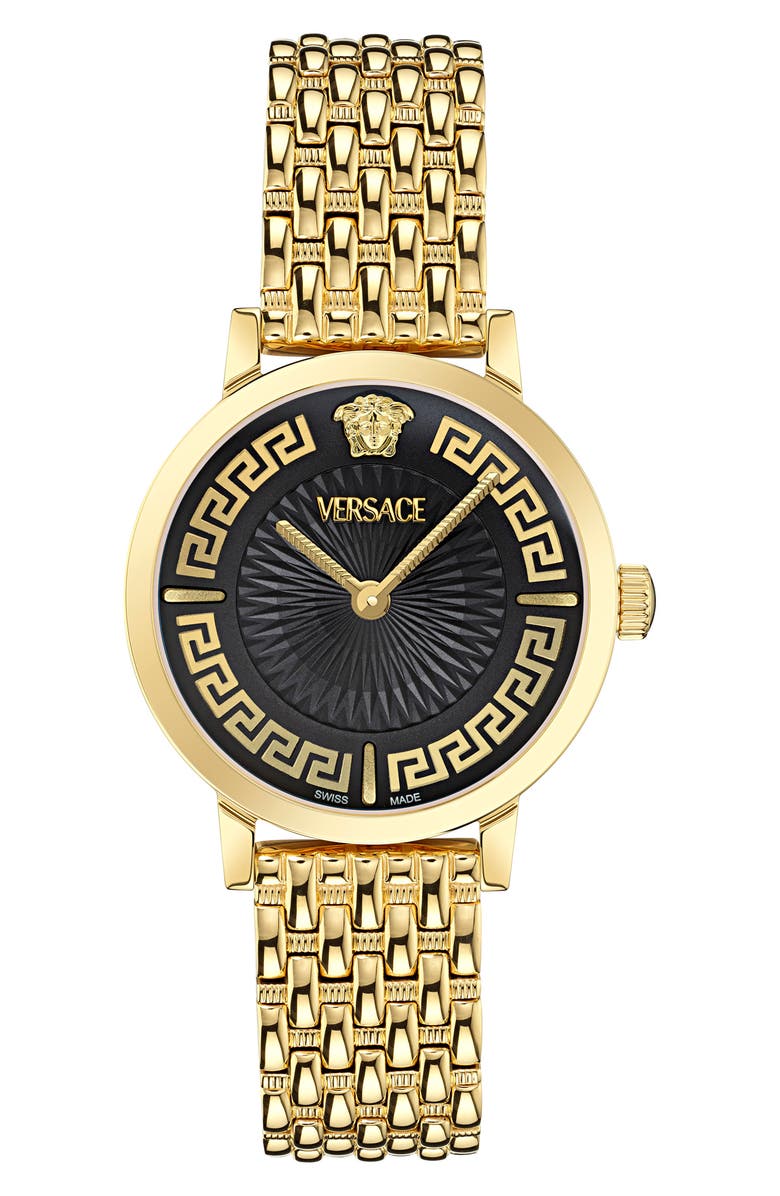 Versace Greca Fortuna Bracelet Watch, 35mm, Main, color, Yellow Gold