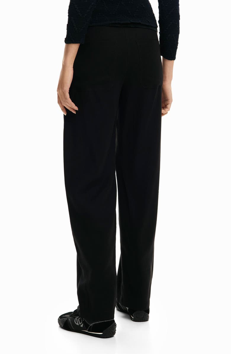 Desigual High Waist Straight Leg Pants, Alternate, color, Black