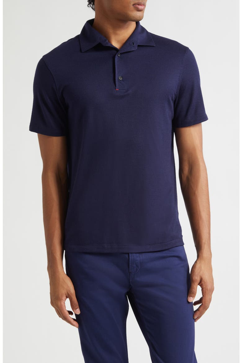 Wool Piqué Polo, Main, color, BLUE