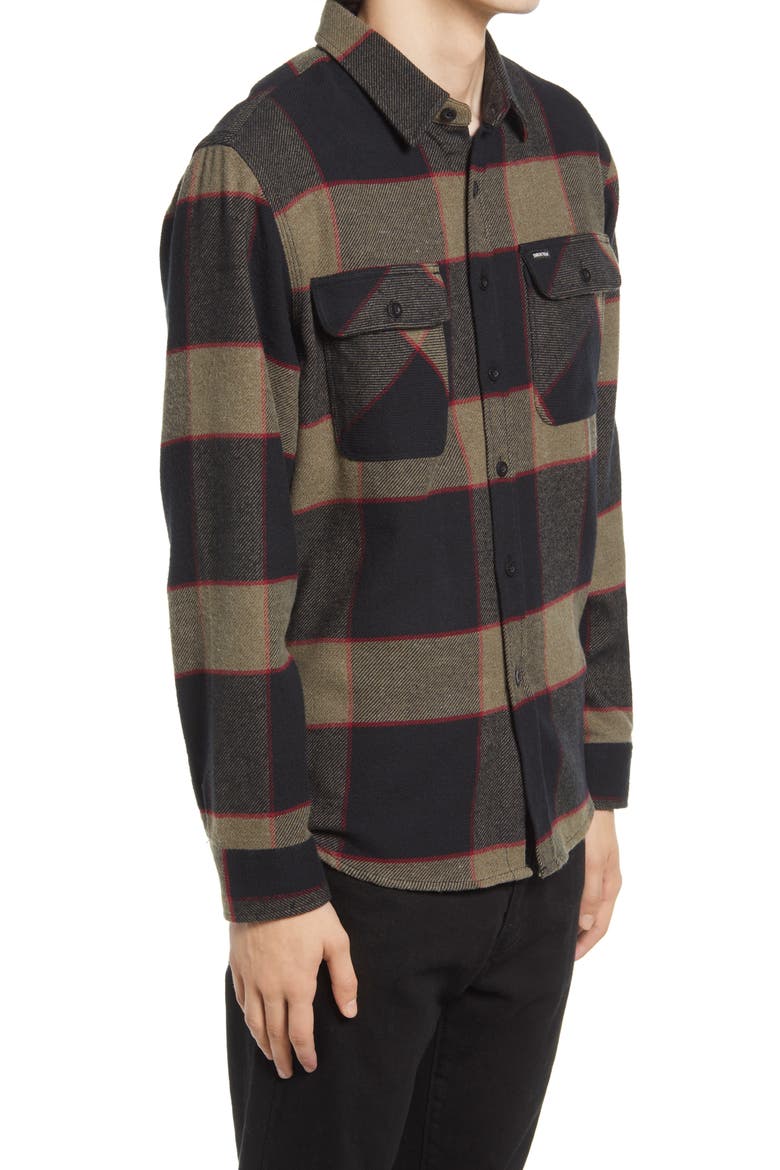 Bowery Regular Fit Plaid Flannel Button-Up Shirt, Alternate, color, HEATHER GREY/CHARCOAL