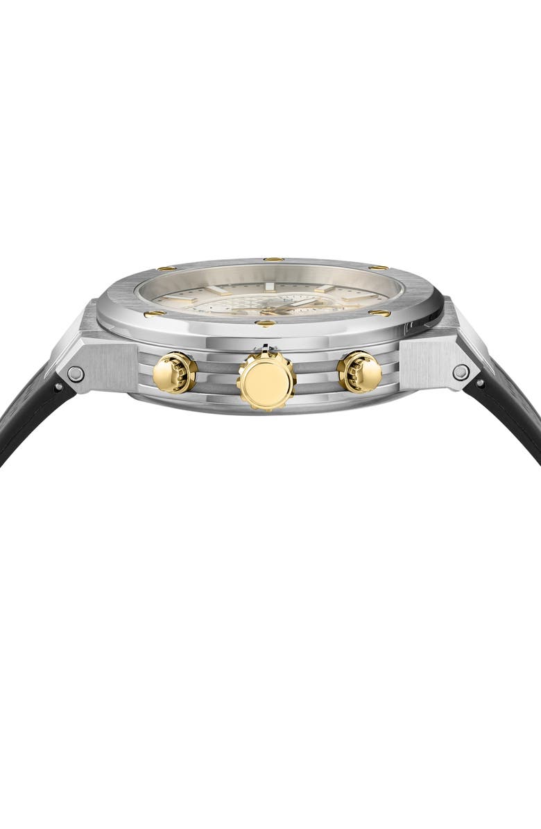 FERRAGAMO Silicone Strap Chronograph Watch, 42mm, Alternate, color, Stainless Steel