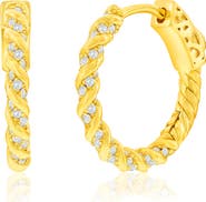 SIMONA Cubic Zirconia Rope Huggie Hoop Earrings