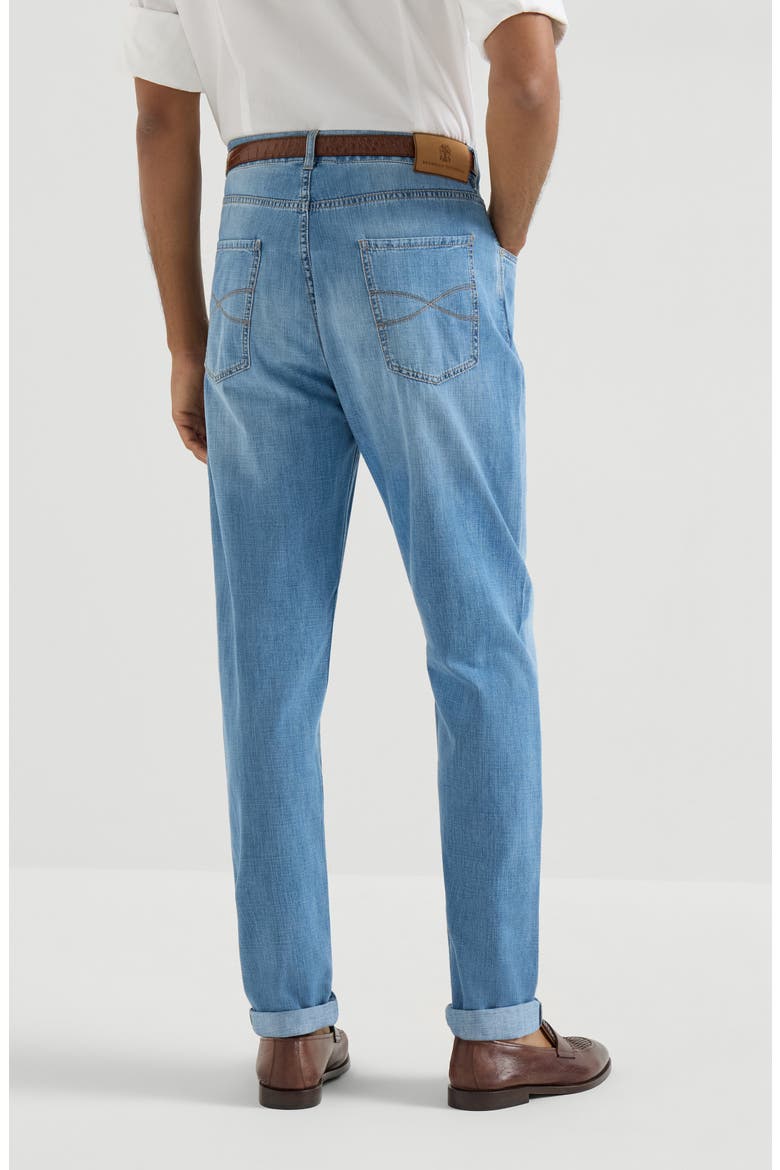 Iconic fit five-pocket trousers, Alternate, color, Light Blue Denim
