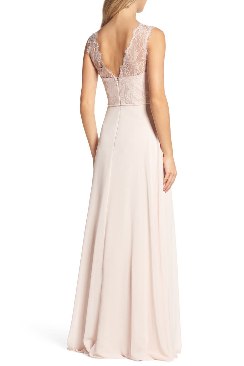 Lace & Chiffon A-Line Gown, Alternate, color, ROSE BLUSH CASHMERE