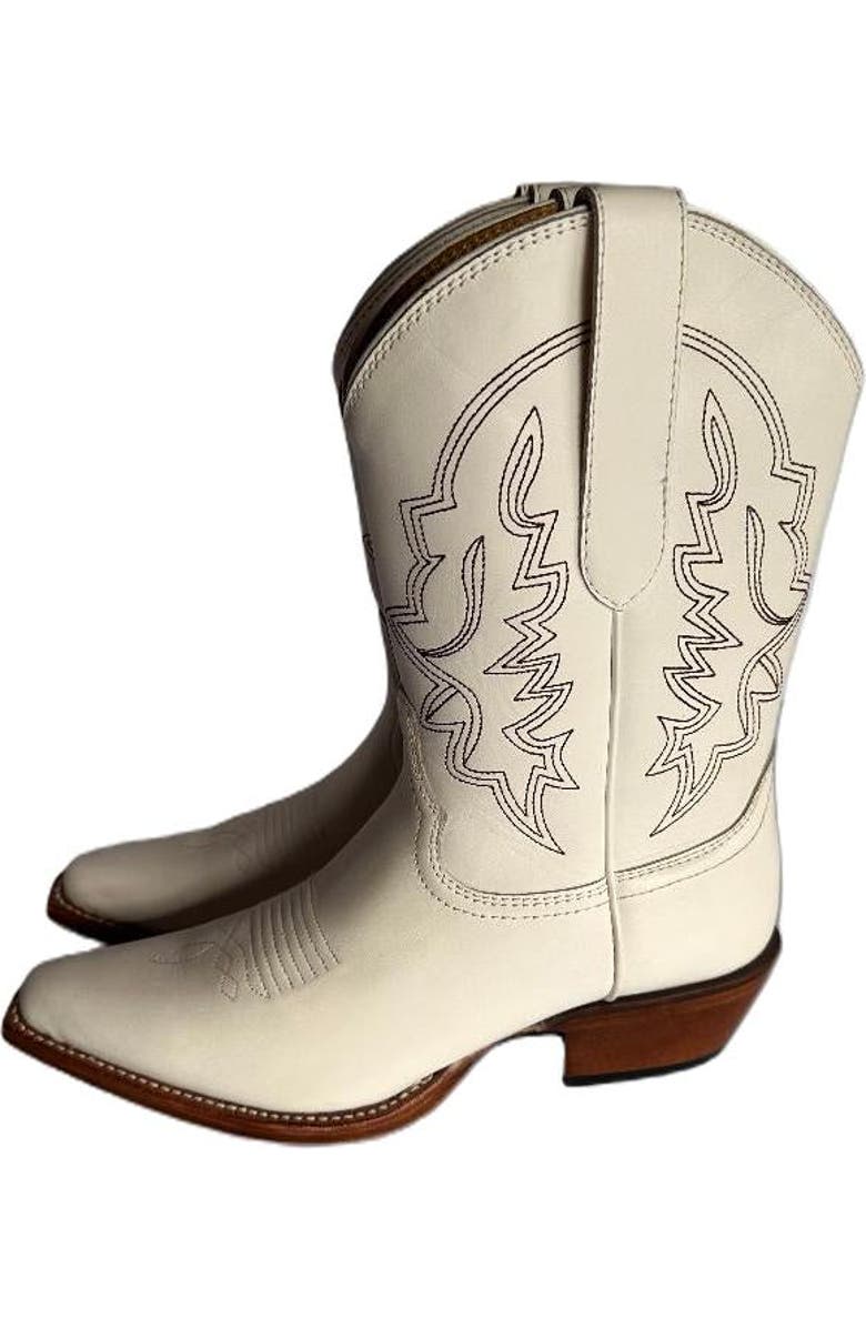 Malibu Beach Women's Premium Western Leather Boots Michelle, Alternate, color, White