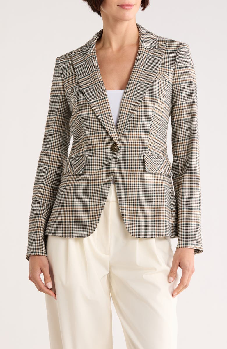 Veronica Beard Cutaway Dickey Jacket, Main, color, Ecru/Green Multi