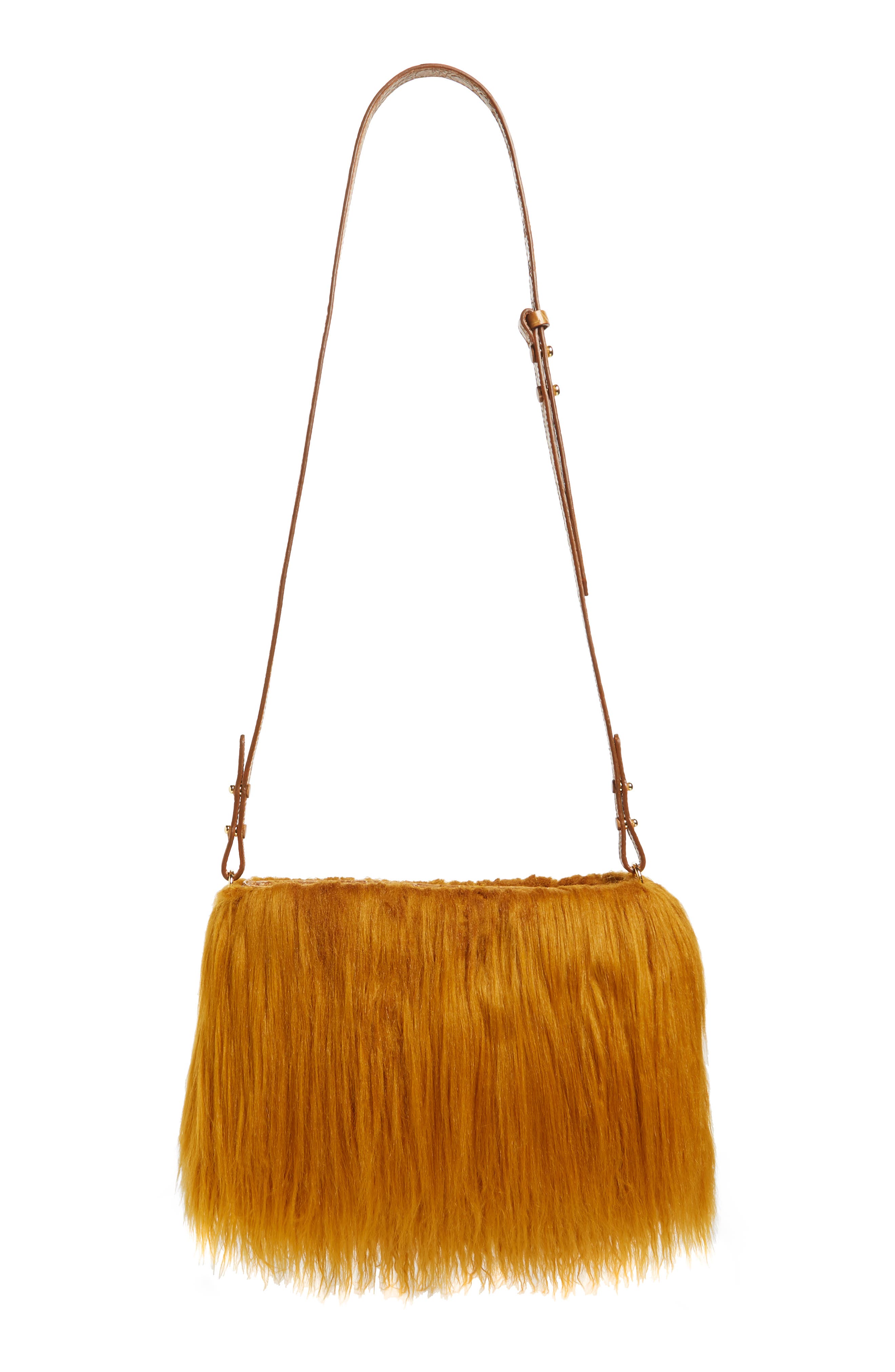 Dries Van Noten Faux Shearling Crossbody Bag, Alternate, color, 