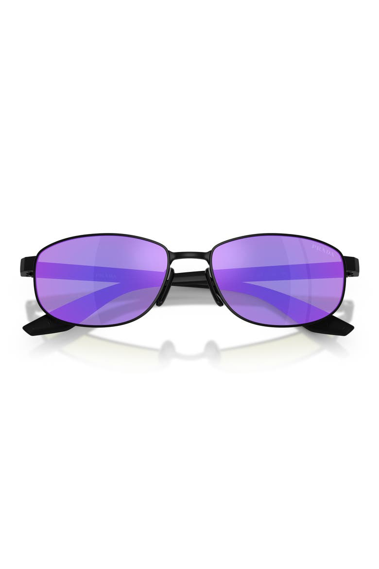 58mm Oval Sunglasses, Alternate, color, MATTE BLACK / GREY/ VIOLET