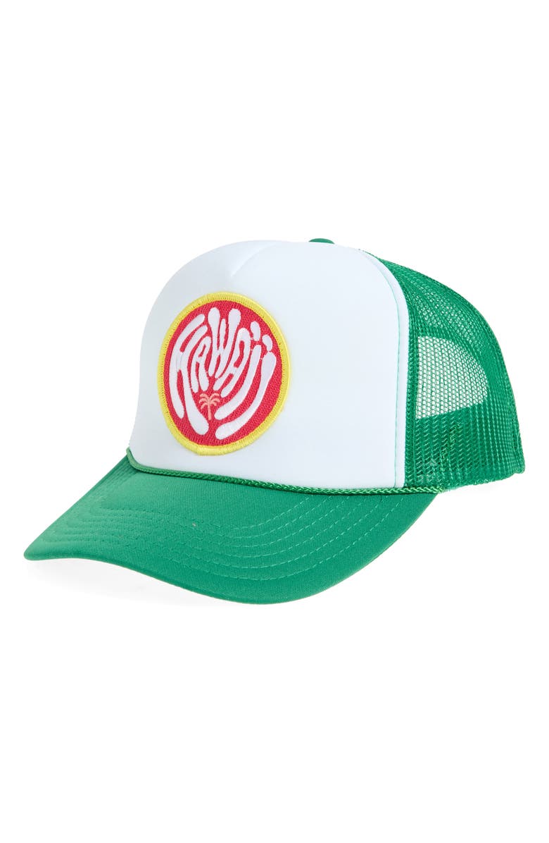 Local Beach Hawaii Patch Trucker Hat, Main, color, Kelly Green/ White