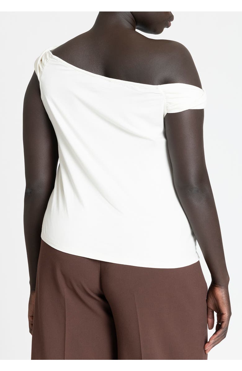ELOQUII Asym Twist Sleeve Top, Alternate, color, Tofu