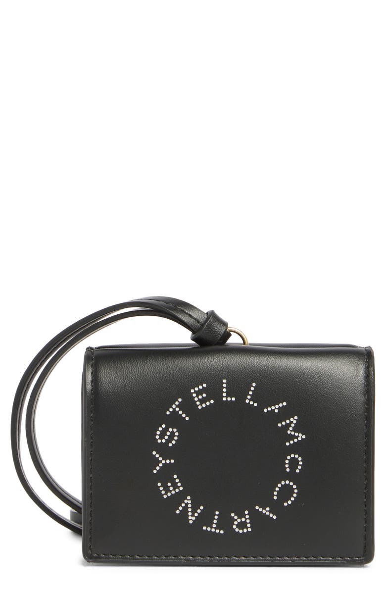 Stella McCartney Lanyard Strap Logo Card Wallet, Main, color, 