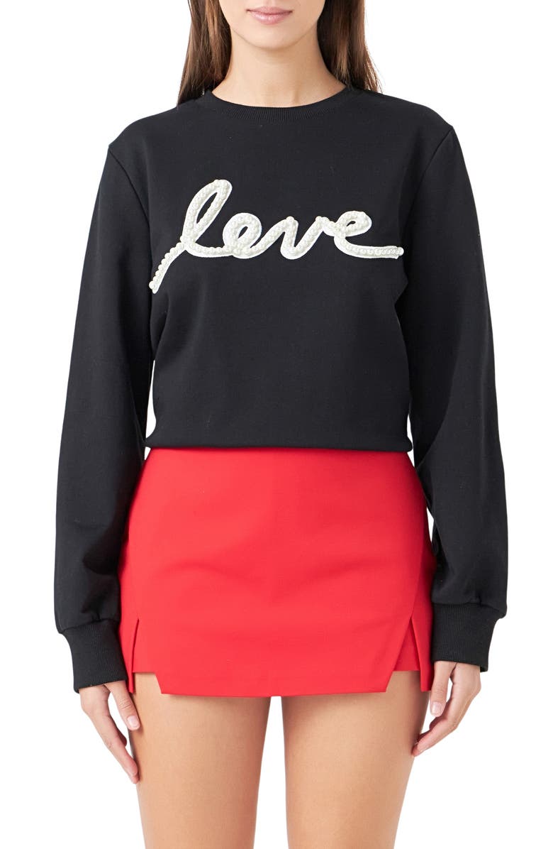 Endless Rose Pearly Bead Love Sweatshirt, Main, color, 