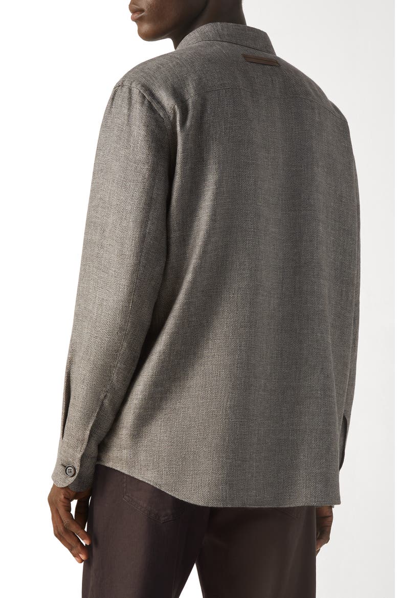 Cashmere, Linen & Silk Overshirt, Alternate, color, DARK BROWN
